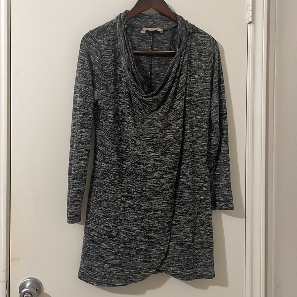Soft Surroundings Gray Marled Draped Tunic Pullover Sweater Size XS